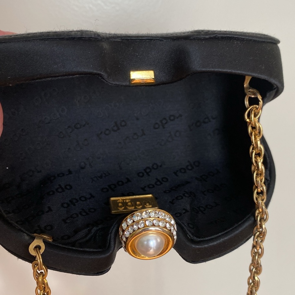 Vintage Black Rodo Italy Silk Bag Clutch Evening Bag - Picture 4 of 12